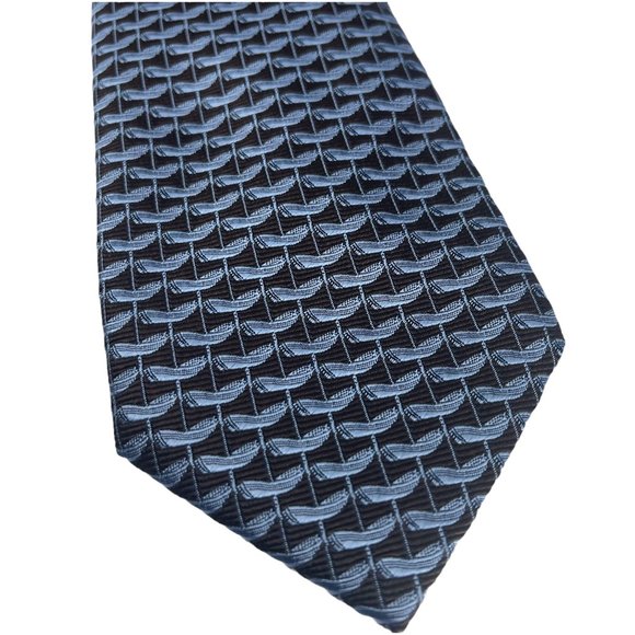 David Chu Mens Seven Fold Necktie Brown Blue Pattern 100% Silk Tie Made in Italy - Picture 4 of 10